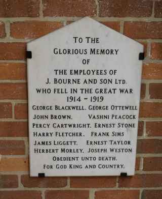 photo of Denby Pottery World War 1 Memorial Plaque